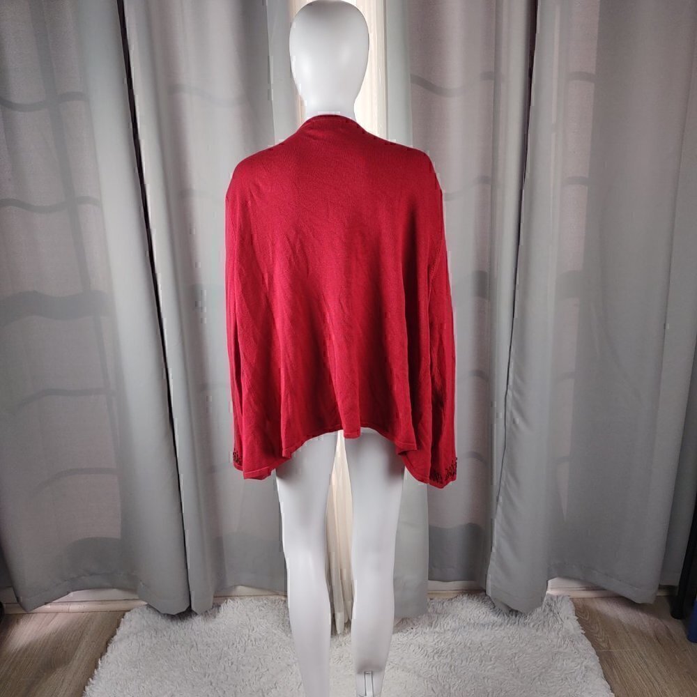 Covington Womens Long Sleeve V-Neckline Beaded Red Cardigan Size 20-22W - Picture 3 of 11